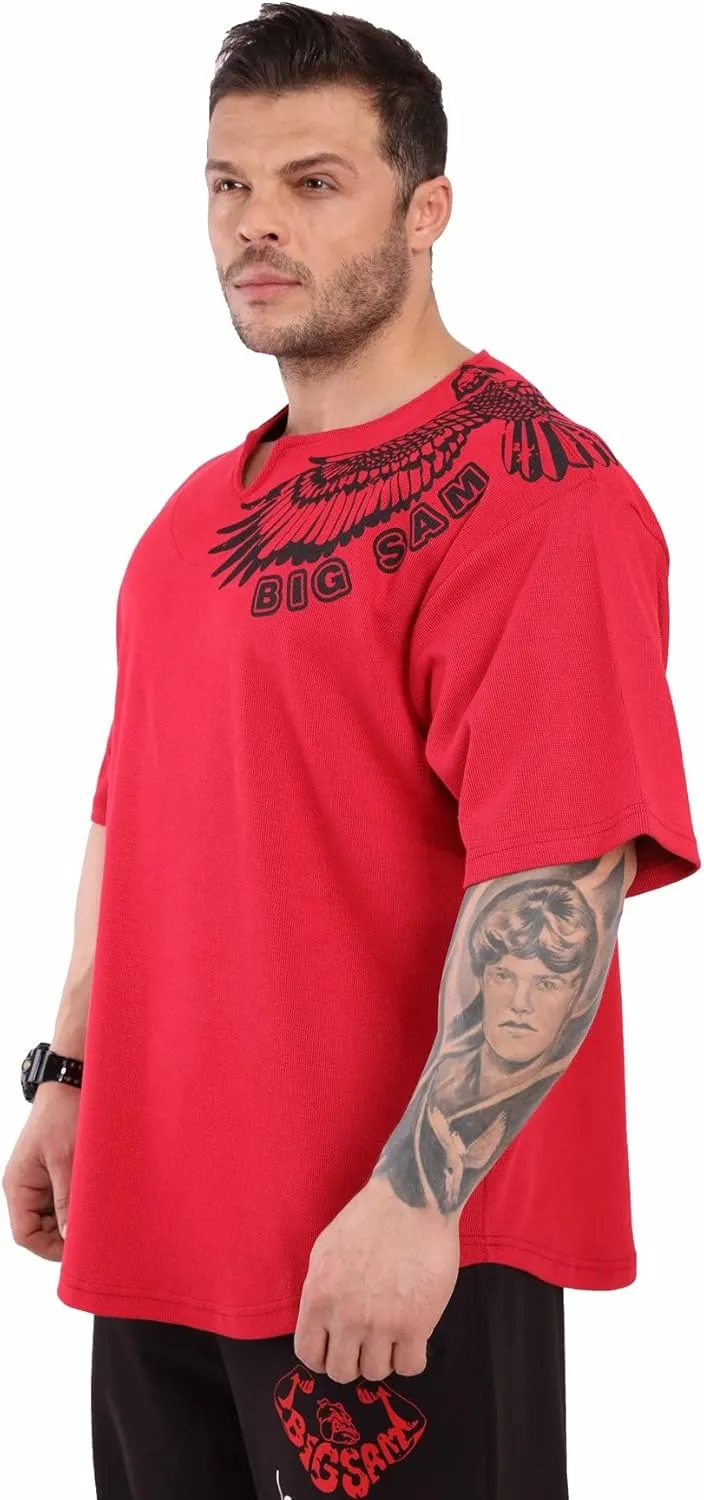 Men's Oversize Active T-Shirts, Bodybuilding and Lifting Gym Large Cut Tops