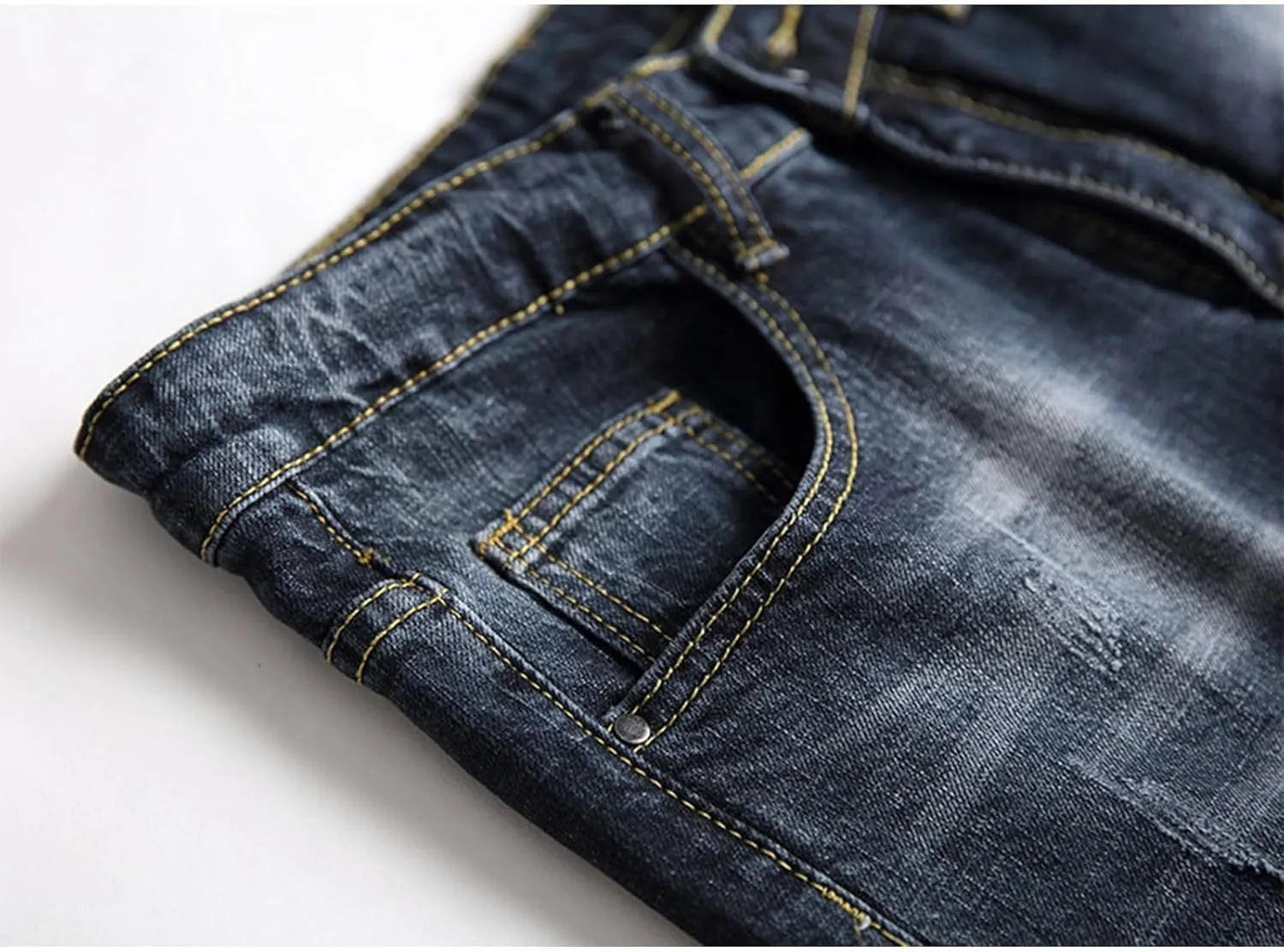 Men's Ripped Jeans Slim Fit Skinny Stretch Jeans Pant Casual Fashion Streetwear Y2K Denim Trousers Distressed Pants