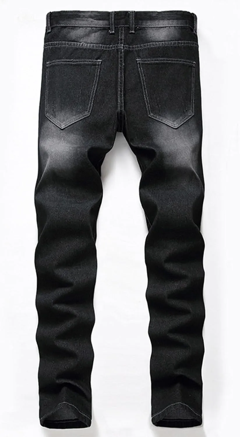 Men's Ripped Jeans Slim Fit Skinny Stretch Jeans Pant Casual Fashion Streetwear Y2K Denim Trousers Distressed Pants