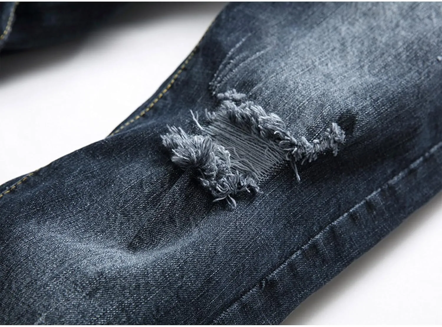 Men's Ripped Jeans Slim Fit Skinny Stretch Jeans Pant Casual Fashion Streetwear Y2K Denim Trousers Distressed Pants