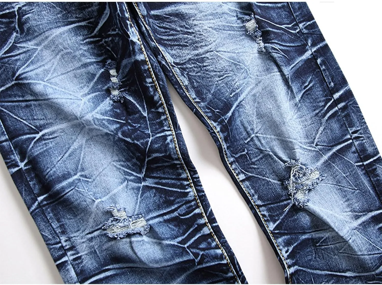 Men's Ripped Jeans Slim Fit Skinny Stretch Jeans Pant Casual Fashion Streetwear Y2K Denim Trousers Distressed Pants