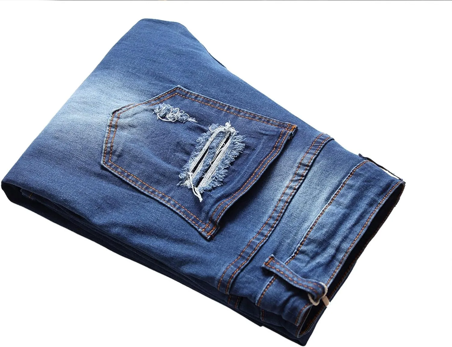 Men's Ripped Straight Leg Outdoor Jeans Distressed Skiny Stylish Denim Pants Comfort Slim Fit Classic Jeans Pants