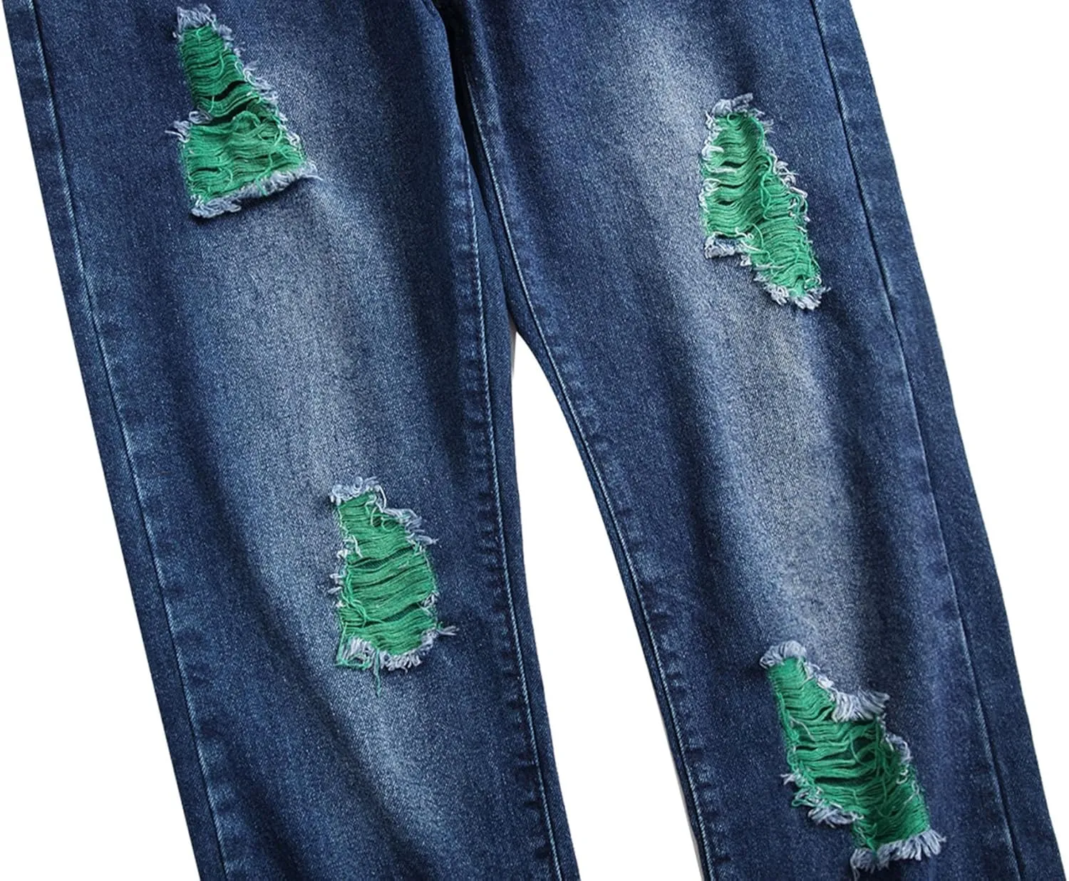 Men's Ripped Straight Leg Outdoor Jeans Distressed Skiny Stylish Denim Pants Comfort Slim Fit Classic Jeans Pants