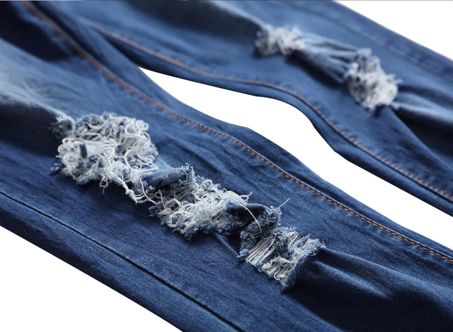Men's Ripped Straight Leg Outdoor Jeans Distressed Skiny Stylish Denim Pants Comfort Slim Fit Classic Jeans Pants