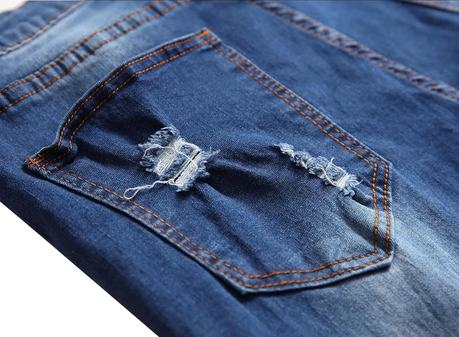 Men's Ripped Straight Leg Outdoor Jeans Distressed Skiny Stylish Denim Pants Comfort Slim Fit Classic Jeans Pants