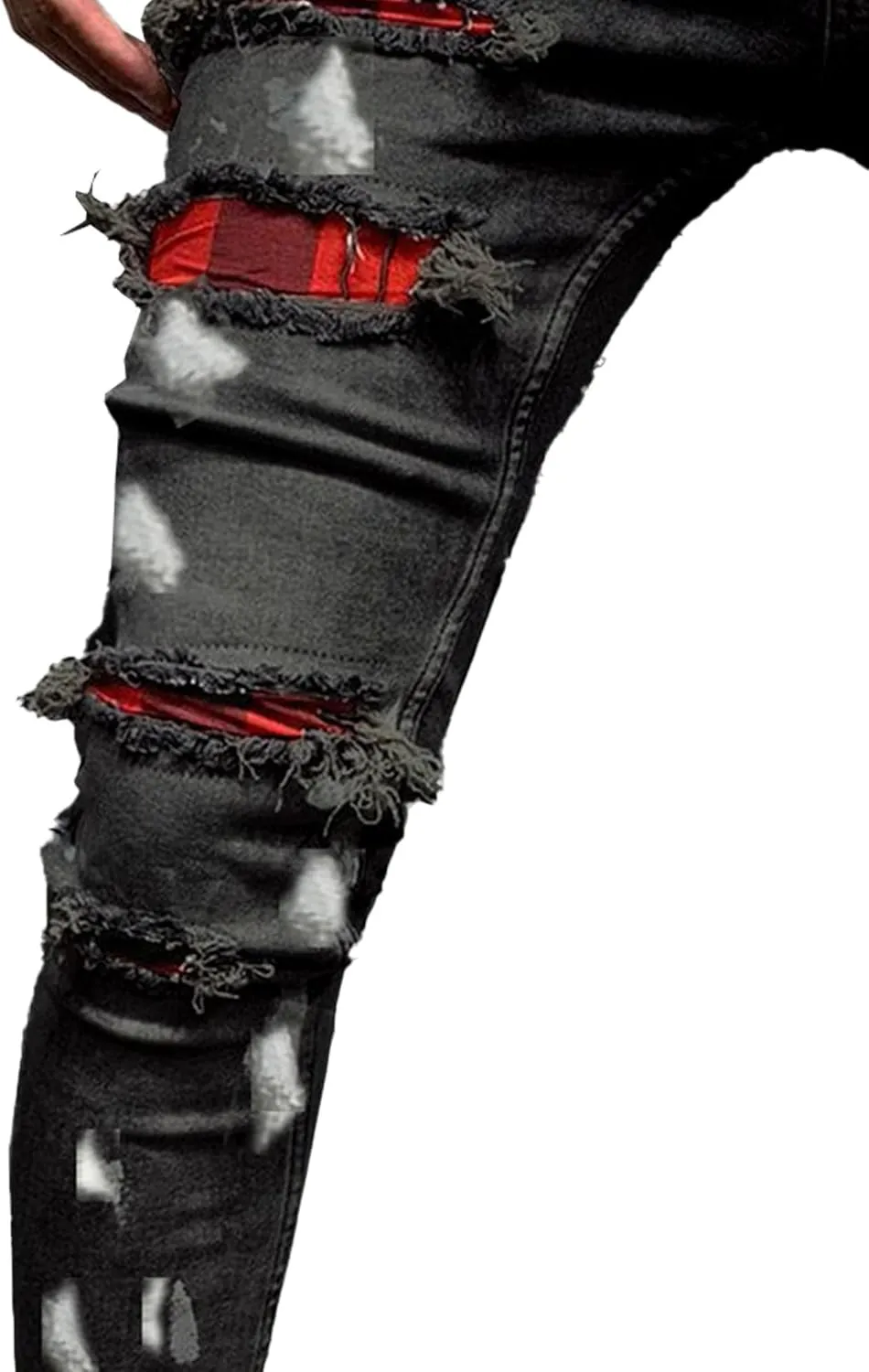 Men's Skinny Casual Destroyed Jean Slim Fit Tapered Leg Jean Pants Stretch Fashion Moto Biker Jeans