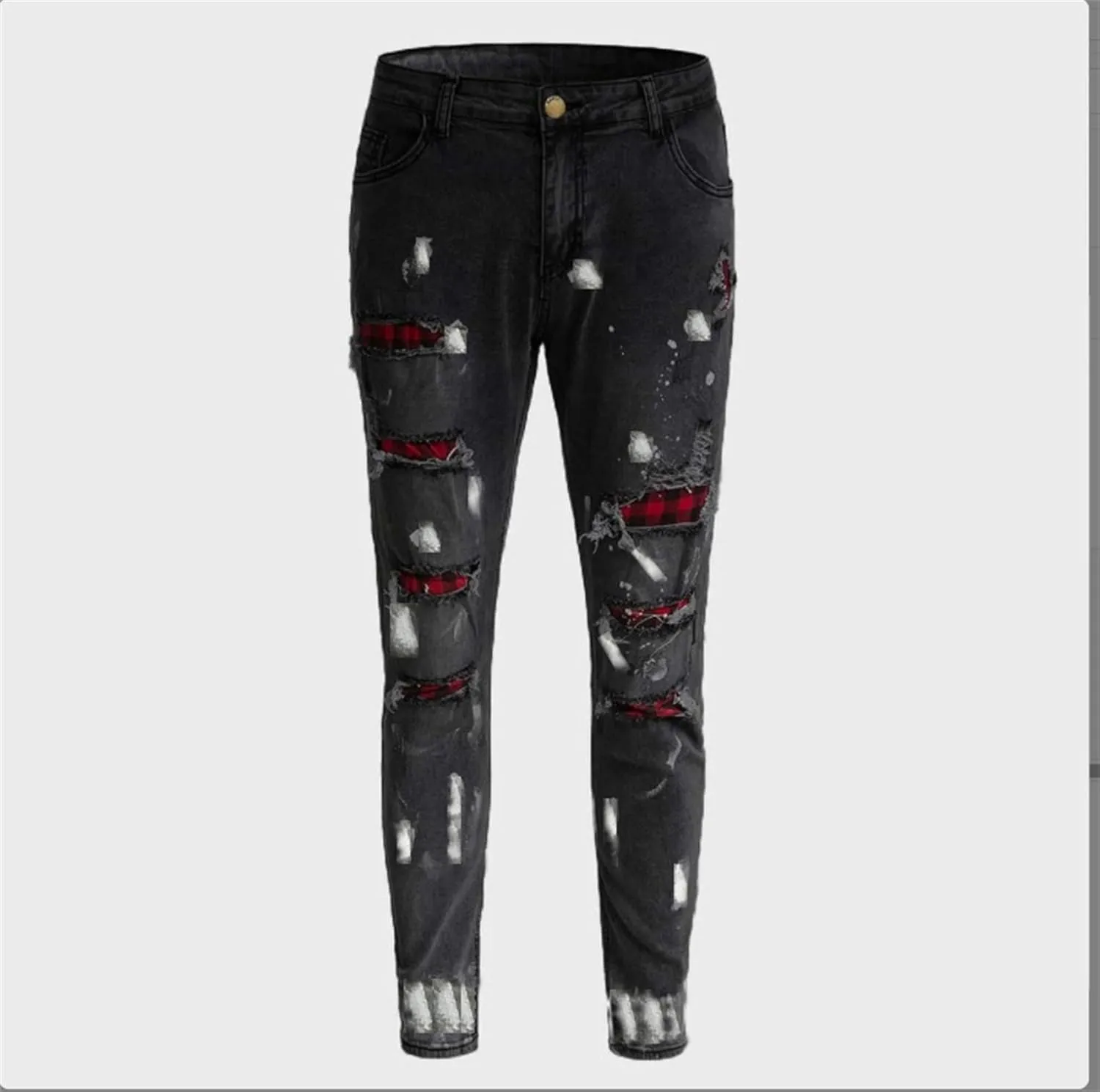 Men's Skinny Casual Destroyed Jean Slim Fit Tapered Leg Jean Pants Stretch Fashion Moto Biker Jeans