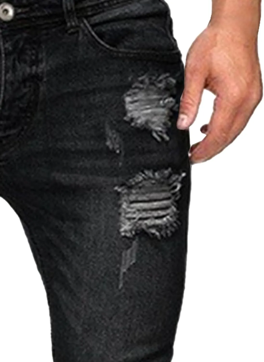 Men's Skinny Casual Destroyed Jean Slim Fit Tapered Leg Jean Pants Stretch Fashion Moto Biker Jeans