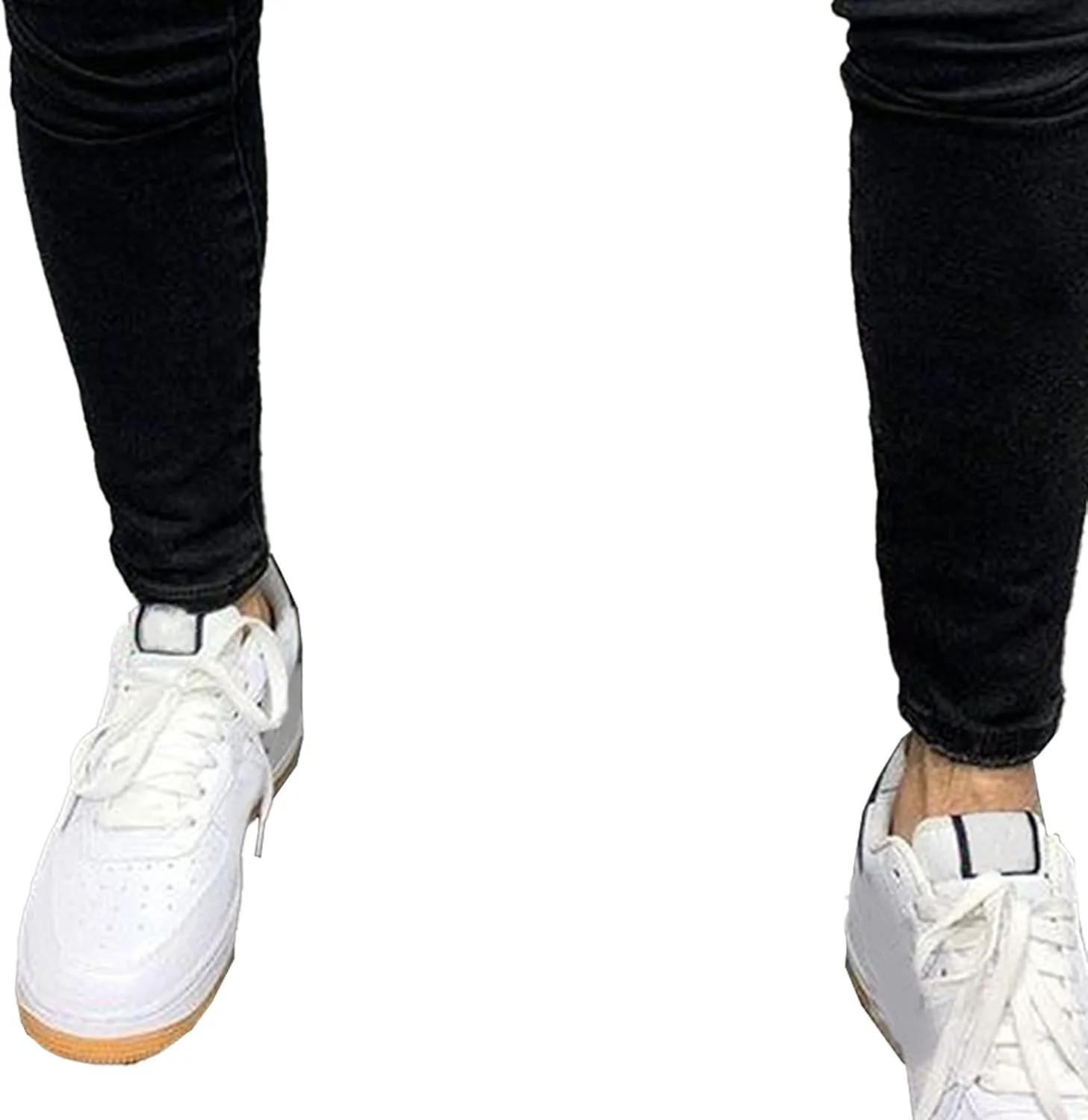 Men's Skinny Casual Destroyed Jean Slim Fit Tapered Leg Jean Pants Stretch Fashion Moto Biker Jeans