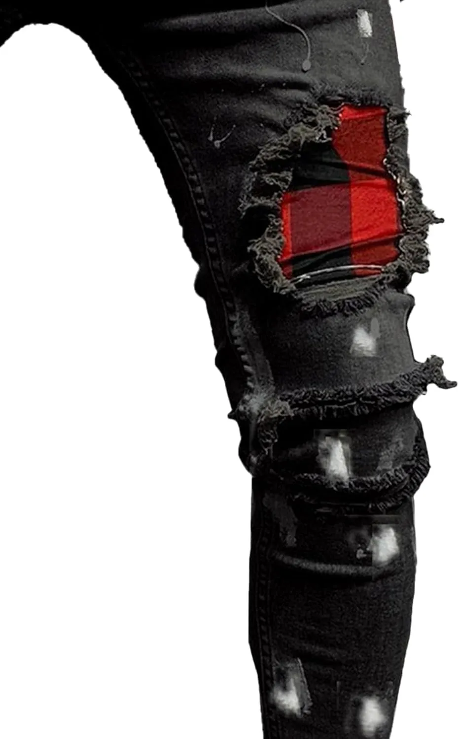 Men's Skinny Casual Destroyed Jean Slim Fit Tapered Leg Jean Pants Stretch Fashion Moto Biker Jeans