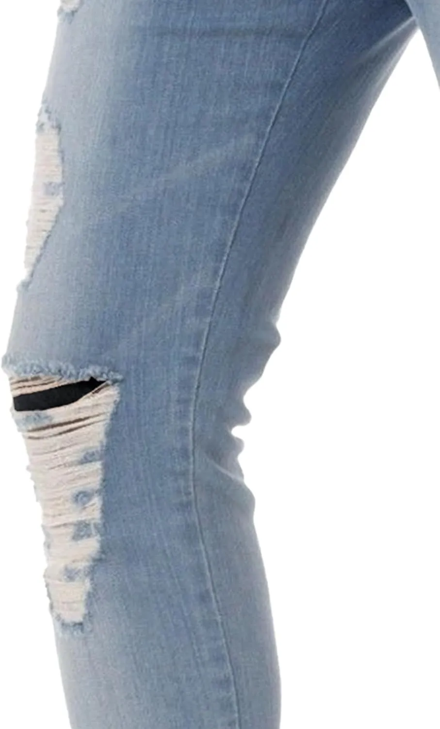 Men's Skinny Stylish Ripped Casual Jeans Distressed Slim Fit Lightweight Denim Pants Stretch Hip Hop Jeans Trouser