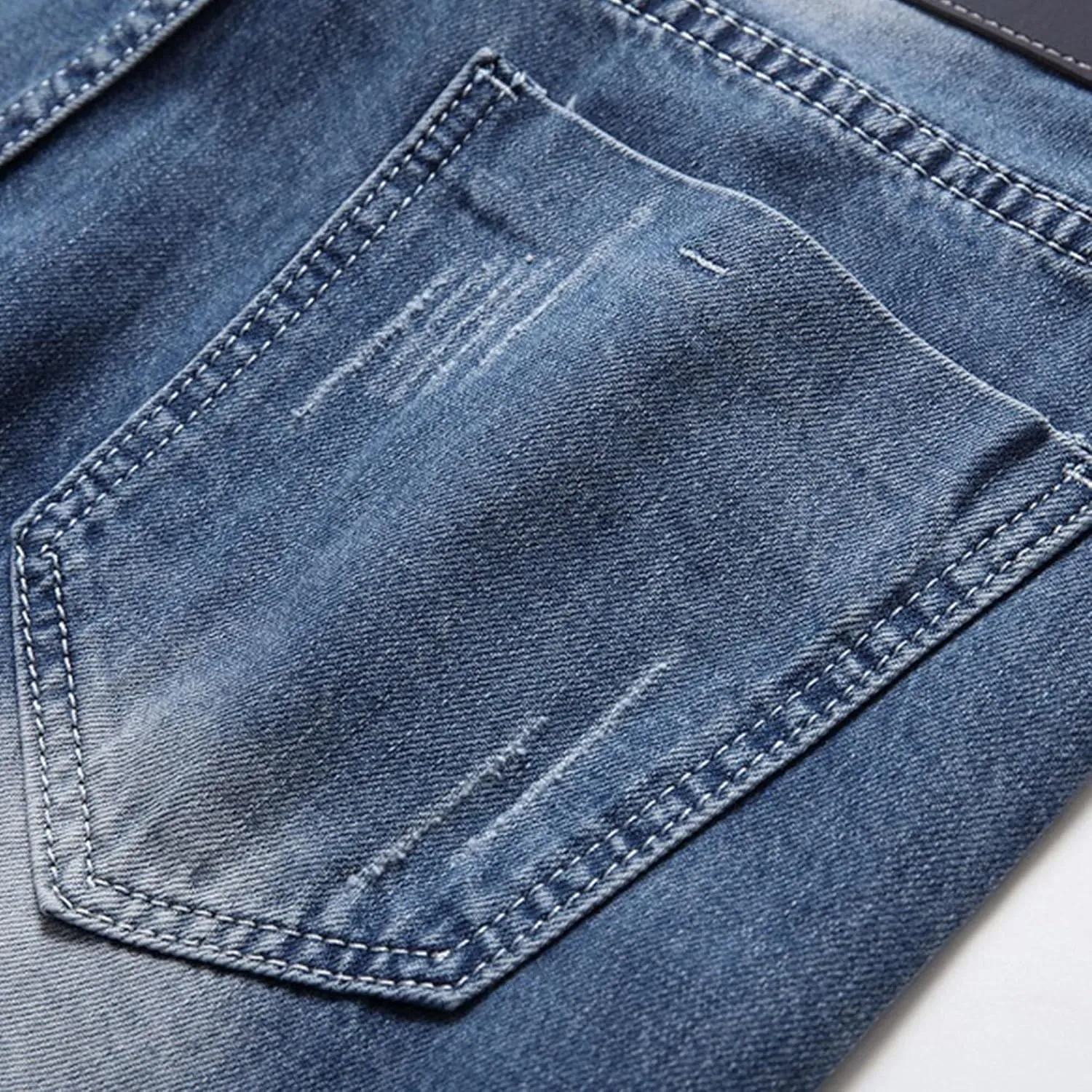 Men's Slim Fit Flex Waist Denim Pants Straight Leg Washed Casual Jeans Stretch Comfort Fashion Biker Jeans