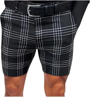 Mens Slim Fit Shorts Golf Office Work Dress Shorts Flat Front Shorts Stretch Plaid Short Casual Chino Short for Men