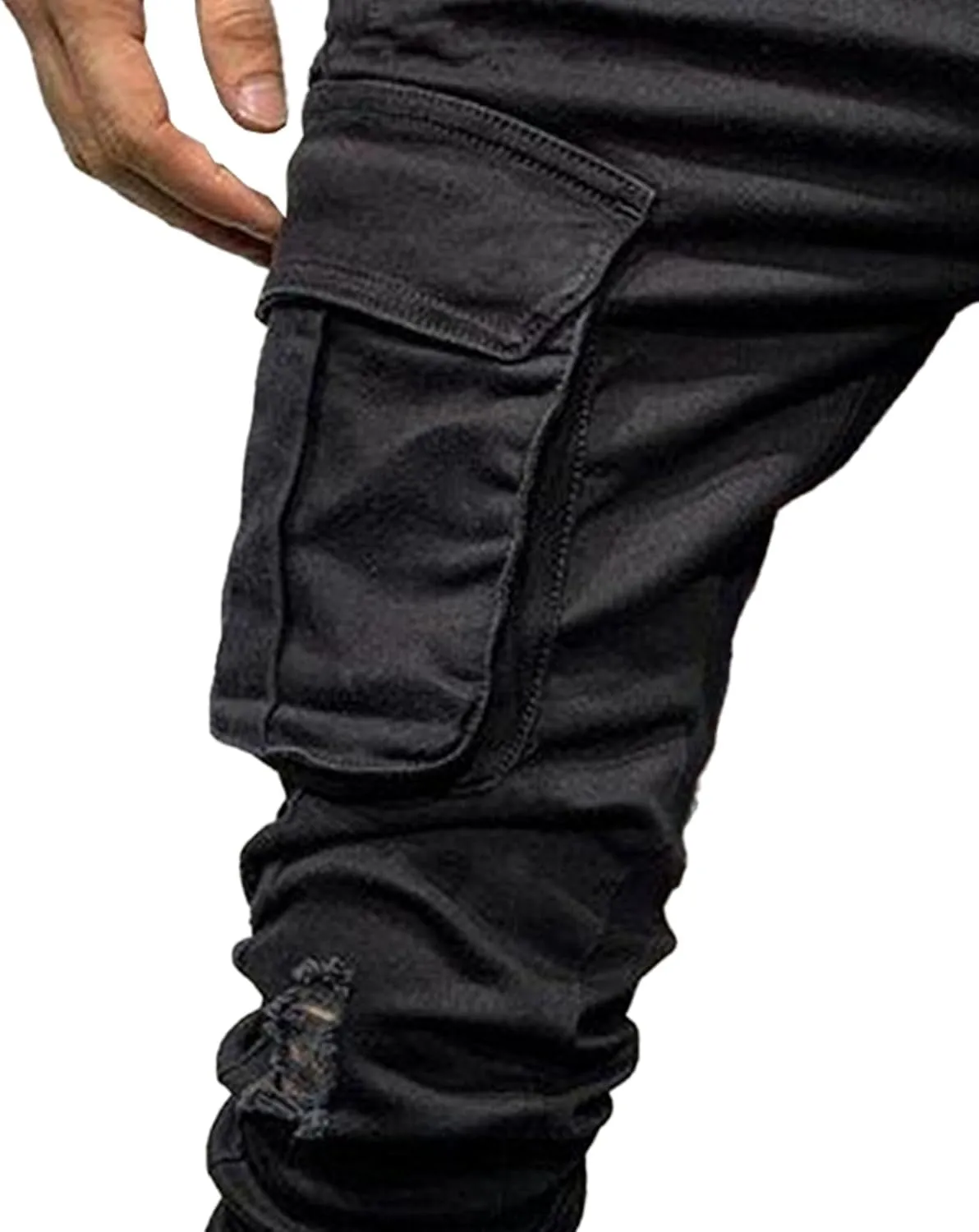 Men's Stretch Destroyed Biker Cargo Pant Slim Fit Jogger Yoga Casual Sweatpants Slim Fit Stylish Athletic Trousers