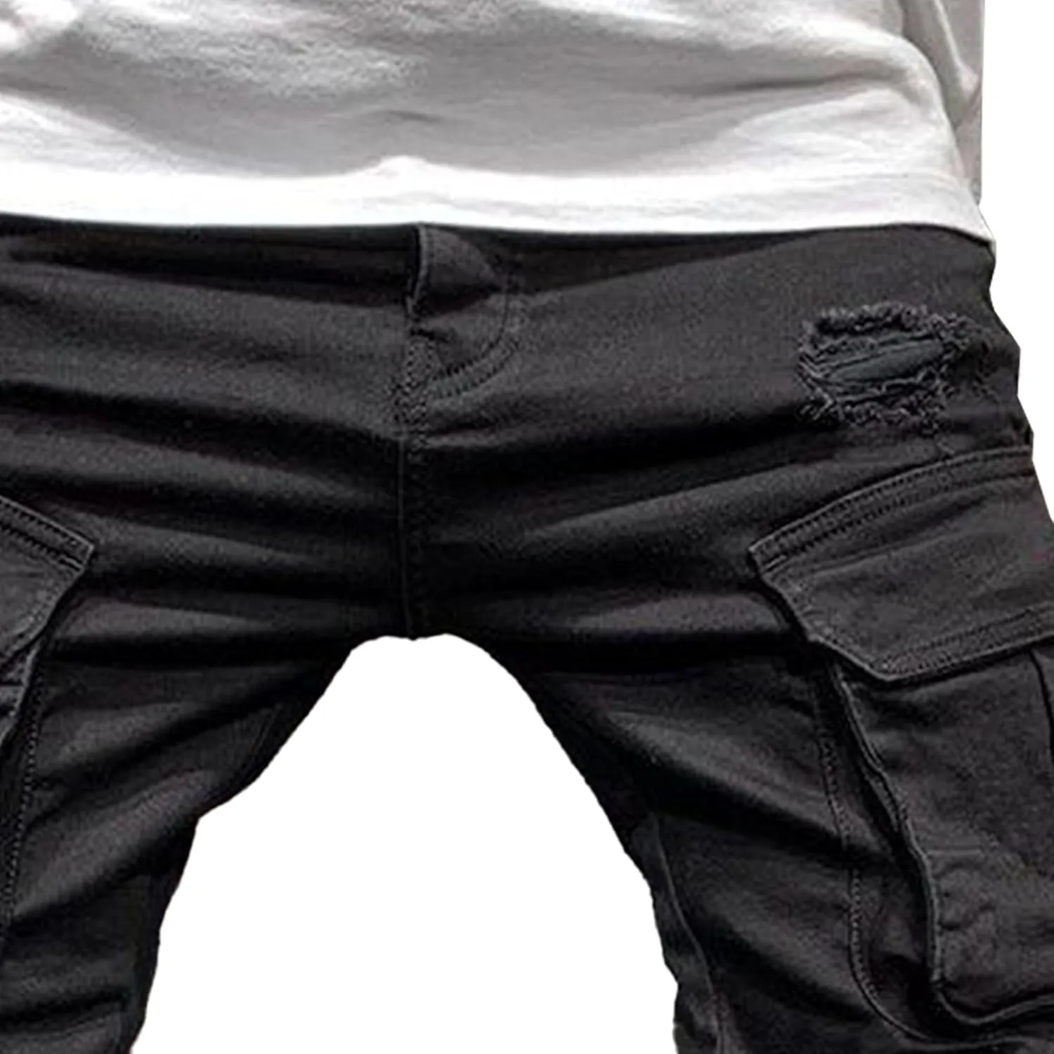 Men's Stretch Destroyed Biker Cargo Pant Slim Fit Jogger Yoga Casual Sweatpants Slim Fit Stylish Athletic Trousers