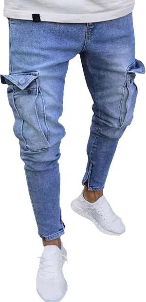 Men's Stretch Destroyed Biker Cargo Pant Slim Fit Jogger Yoga Casual Sweatpants Slim Fit Stylish Athletic Trousers