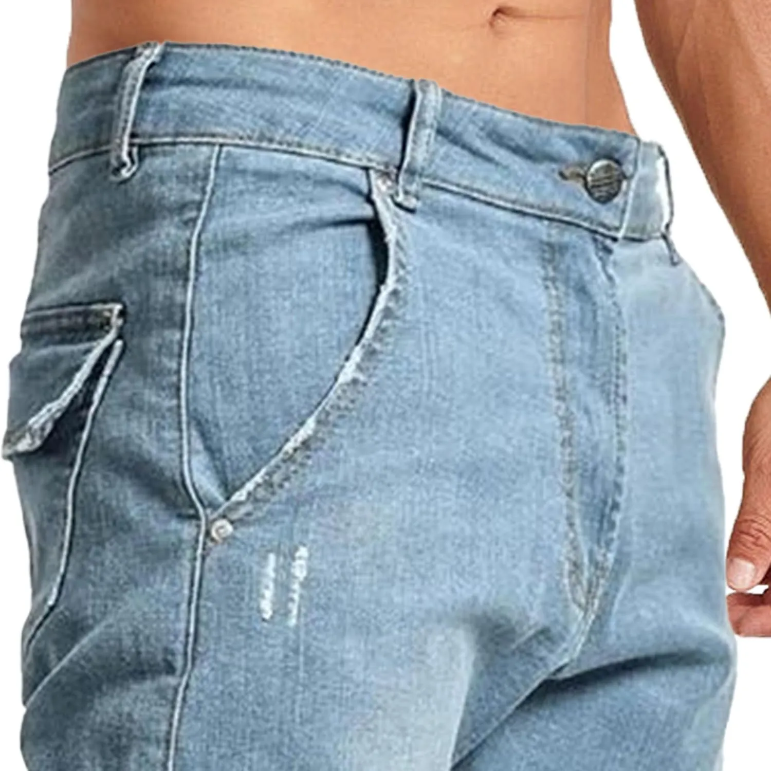 Men's Stretch Destroyed Biker Cargo Pant Slim Fit Jogger Yoga Casual Sweatpants Slim Fit Stylish Athletic Trousers