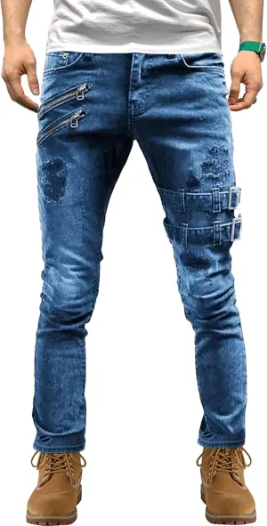 Men's Stretch Destroyed Biker Cargo Pant Slim Fit Jogger Yoga Casual Sweatpants Slim Fit Stylish Athletic Trousers