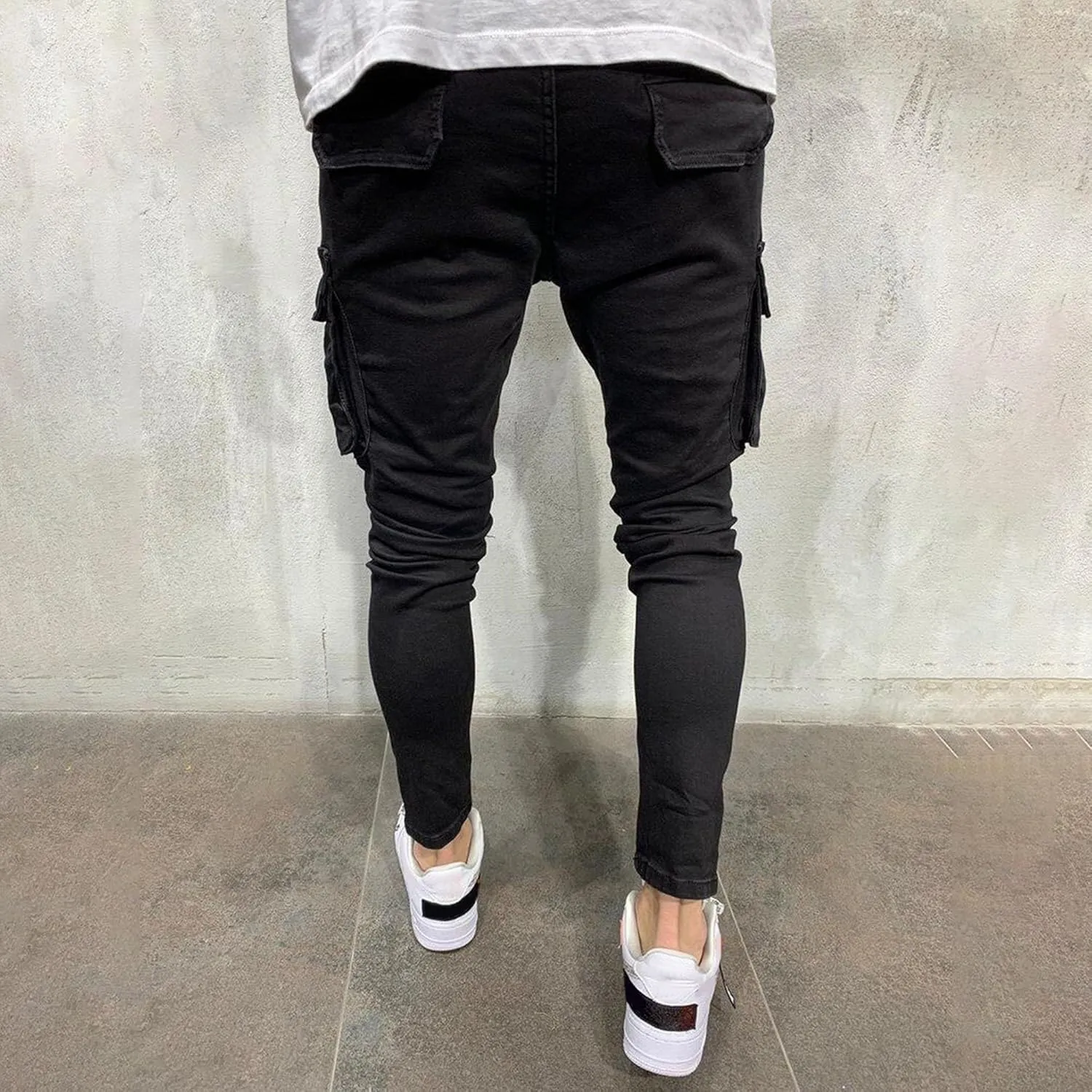 Men's Stretch Destroyed Biker Cargo Pant Slim Fit Jogger Yoga Casual Sweatpants Slim Fit Stylish Athletic Trousers