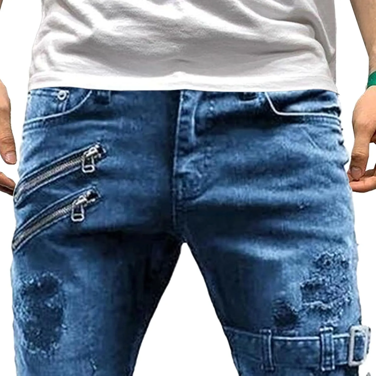 Men's Stretch Destroyed Biker Cargo Pant Slim Fit Jogger Yoga Casual Sweatpants Slim Fit Stylish Athletic Trousers