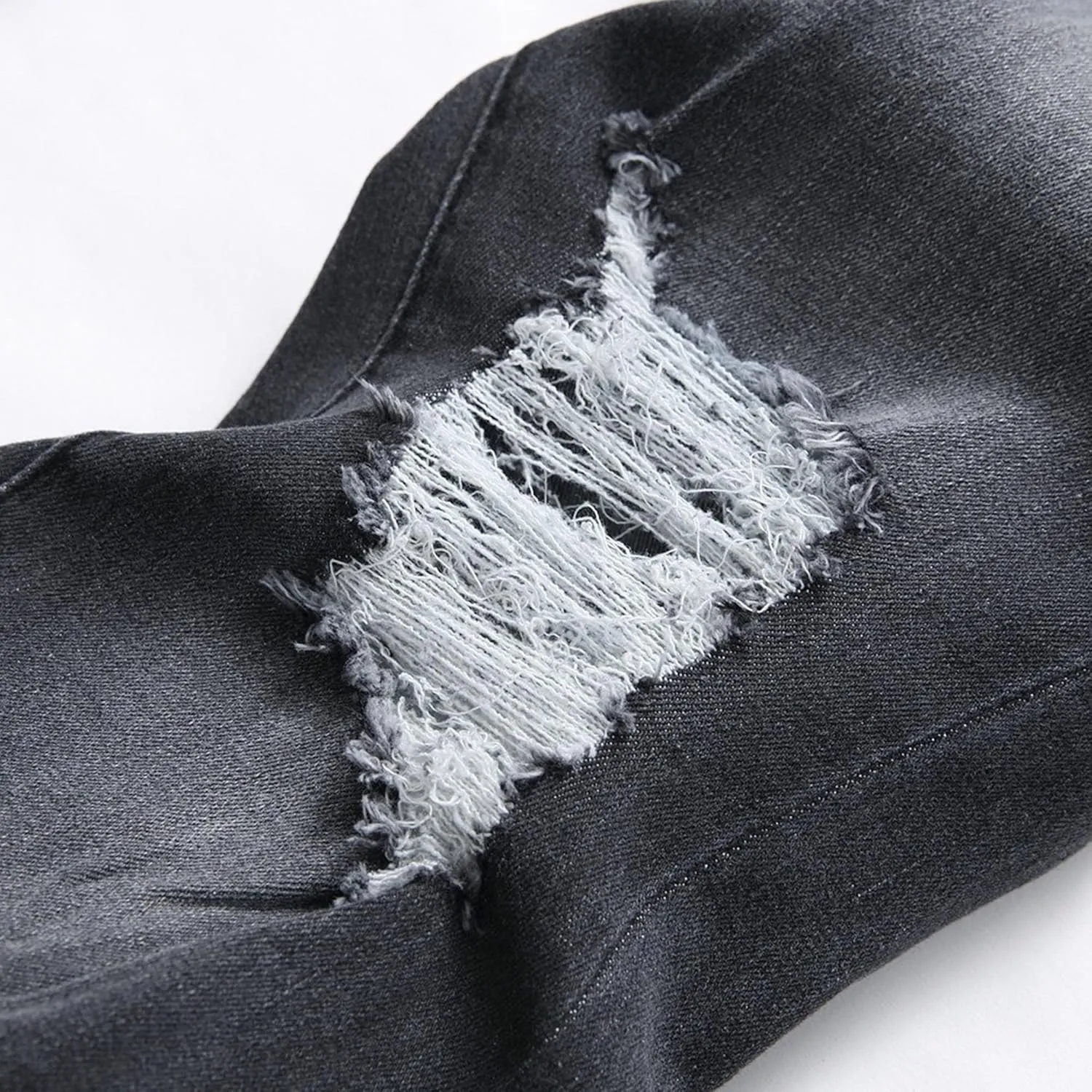 Men's Stretch Slim Fit Biker Denim Pants Ripped Distressed Comfort Jeans Straight Fit Fashion Jogger Jeans