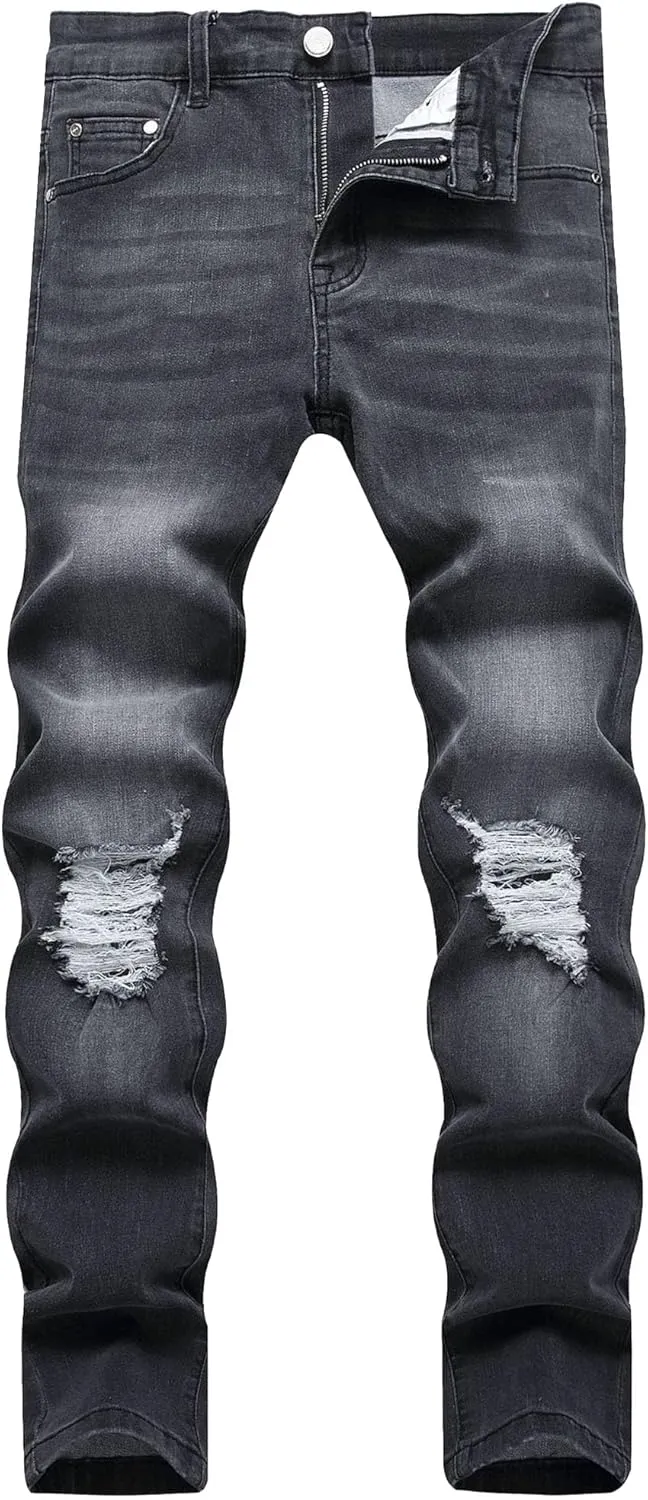 Men's Stretch Slim Fit Biker Denim Pants Ripped Distressed Comfort Jeans Straight Fit Fashion Jogger Jeans
