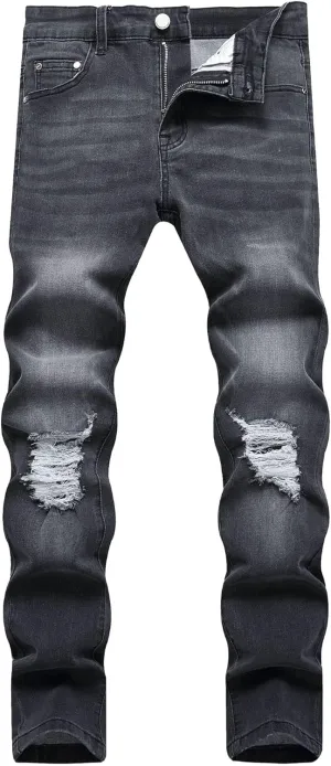 Men's Stretch Slim Fit Biker Denim Pants Ripped Distressed Comfort Jeans Straight Fit Fashion Jogger Jeans