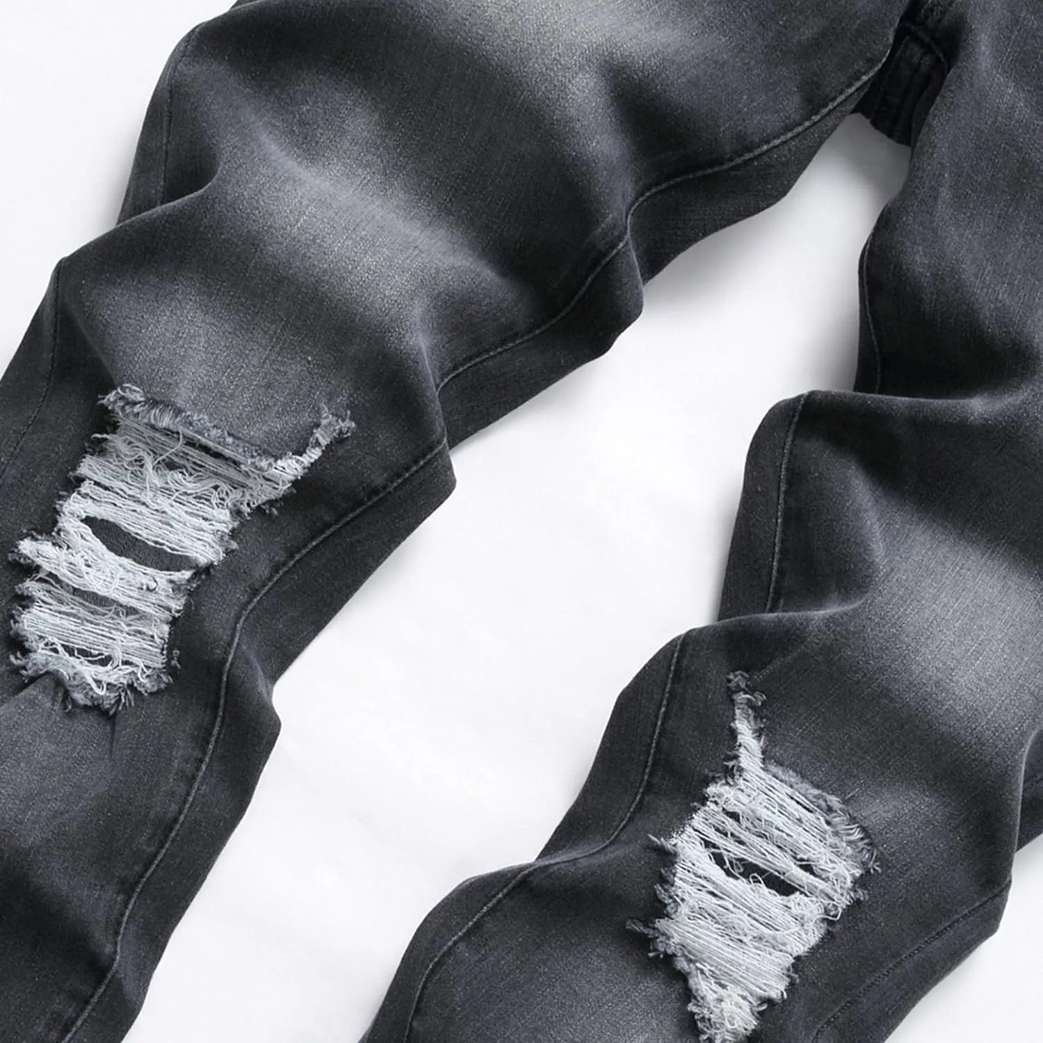Men's Stretch Slim Fit Biker Denim Pants Ripped Distressed Comfort Jeans Straight Fit Fashion Jogger Jeans