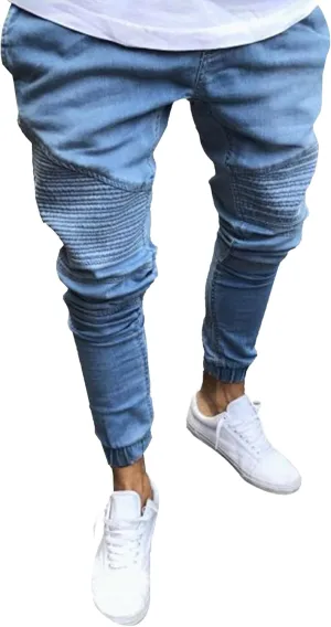 Men's Stretch Slim Fit Biker Solid Jeans Skinny Stylish Lightweight Denim Pants Casual Fashion Outdoor Jeans Trouser
