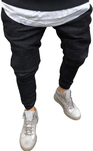 Men's Stretch Slim Fit Biker Solid Jeans Skinny Stylish Lightweight Denim Pants Casual Fashion Outdoor Jeans Trouser