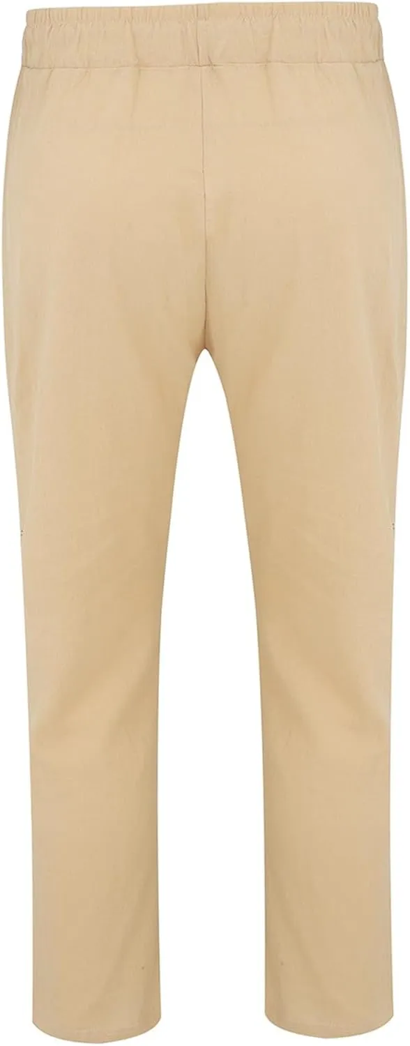 Men's Summer Beach Linen Pants Lightweight Casual Pants Elastic Waist Drawstring Trousers Outdoor Vacation Slacks