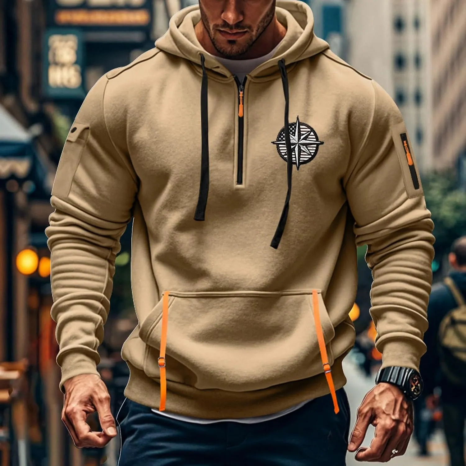 Men's Sweatshirt Cool Outerwear Long Sleeve Lightweight Drawstring Hoodies Trendy Comfy Sports Pullover