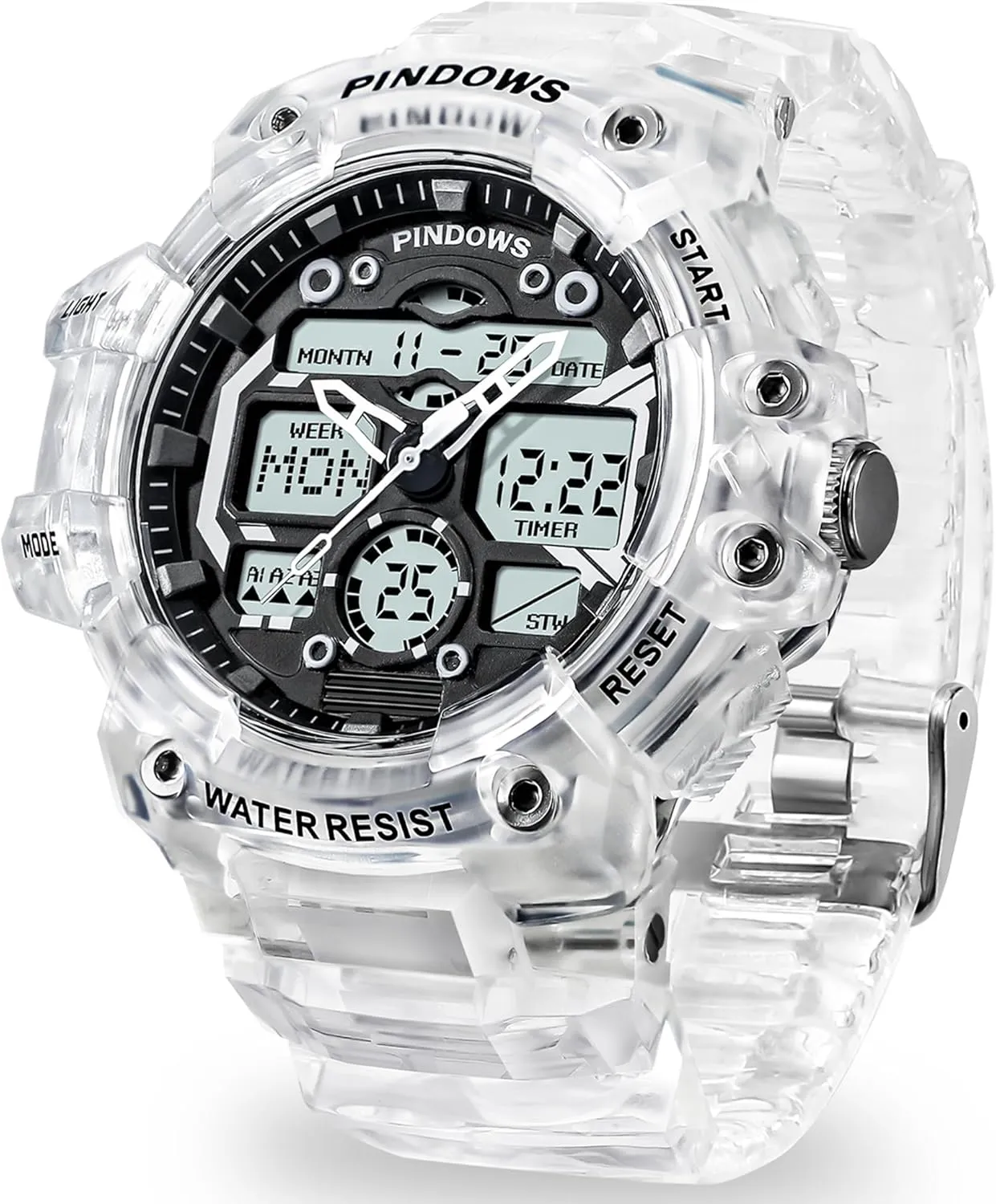 Mens Watch for Men Digital Sports Watch,7 Color LED Light Large Analog Digital Display Waterproof Watch with 3 Alarms/Countdown/Stopwatch/Dual Time Multi-Function Military Wrist Watches
