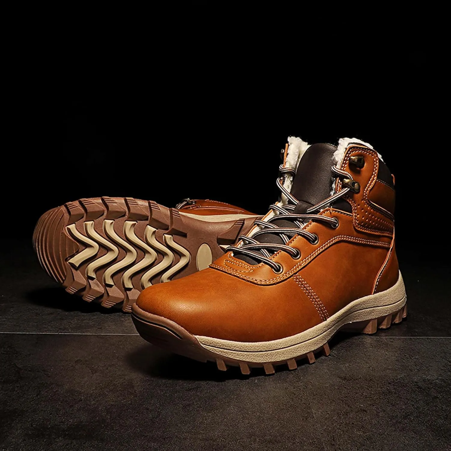 Men's Winter Snow Boots,Comfortable Warm Cotton Shoes,Non-slip Hiking and Mountaineering Boots,Waterproof Outdoor Work Shoes,Outdoor Activities