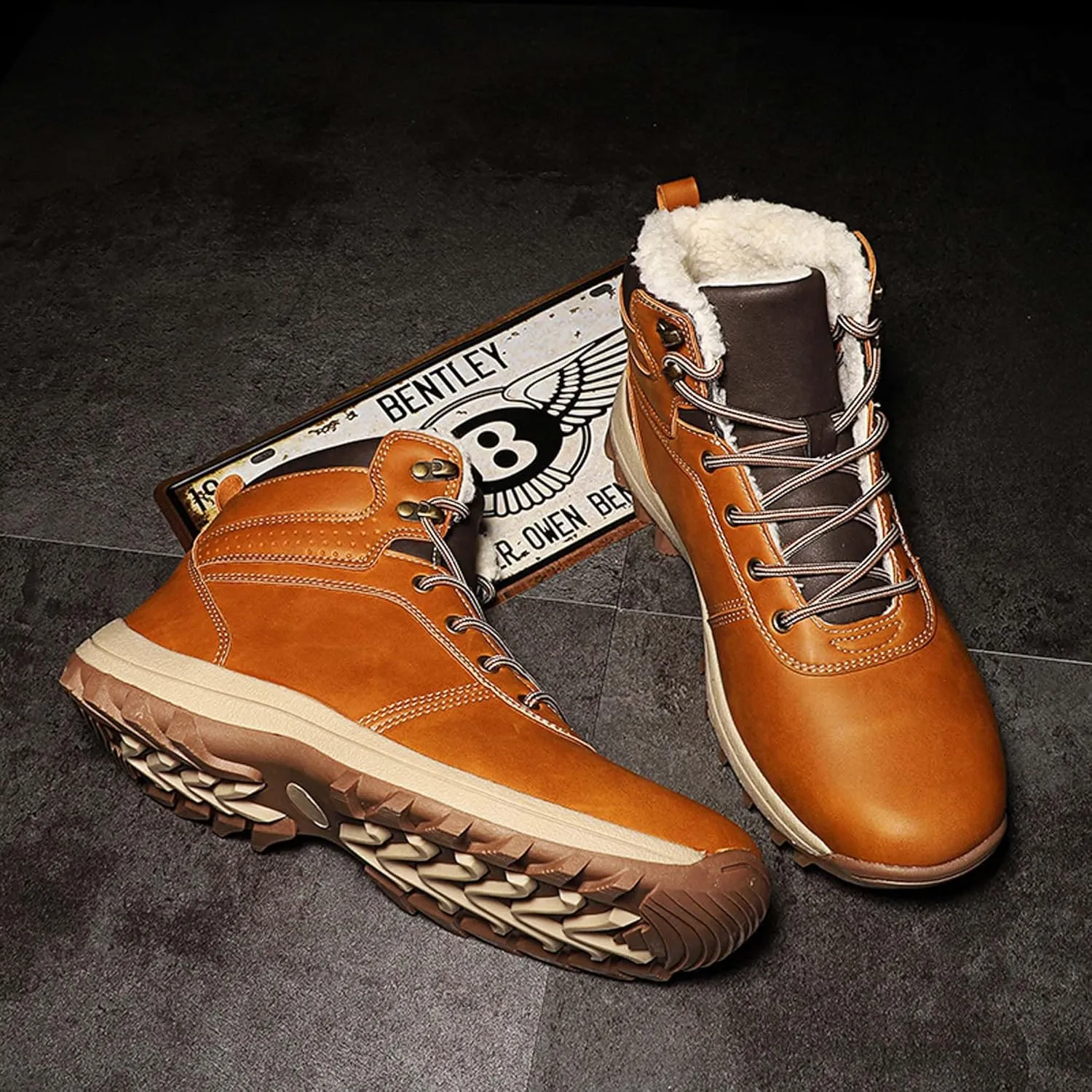Men's Winter Snow Boots,Comfortable Warm Cotton Shoes,Non-slip Hiking and Mountaineering Boots,Waterproof Outdoor Work Shoes,Outdoor Activities