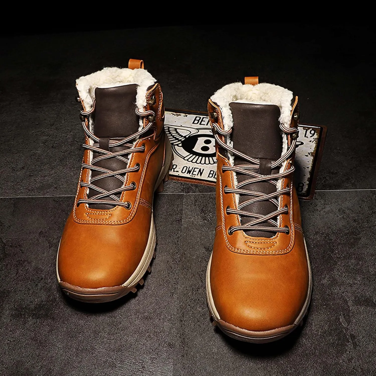 Men's Winter Snow Boots,Comfortable Warm Cotton Shoes,Non-slip Hiking and Mountaineering Boots,Waterproof Outdoor Work Shoes,Outdoor Activities