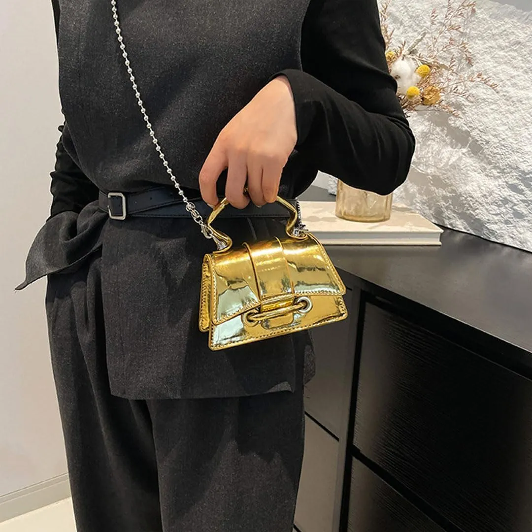 Mini Silver Purse for Women Metallic Evening Bag Hobo Bags Clutch Purse Y2k Sparkly Gold Bag Crossbody Purses Handbag