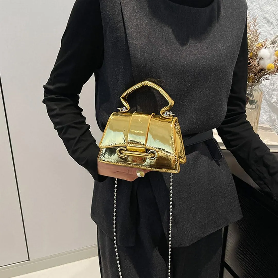 Mini Silver Purse for Women Metallic Evening Bag Hobo Bags Clutch Purse Y2k Sparkly Gold Bag Crossbody Purses Handbag