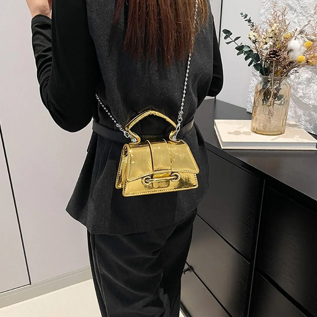 Mini Silver Purse for Women Metallic Evening Bag Hobo Bags Clutch Purse Y2k Sparkly Gold Bag Crossbody Purses Handbag