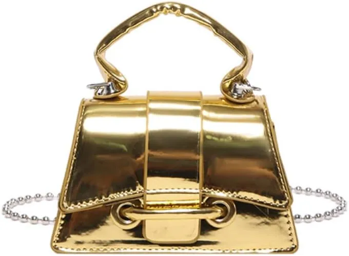 Mini Silver Purse for Women Metallic Evening Bag Hobo Bags Clutch Purse Y2k Sparkly Gold Bag Crossbody Purses Handbag