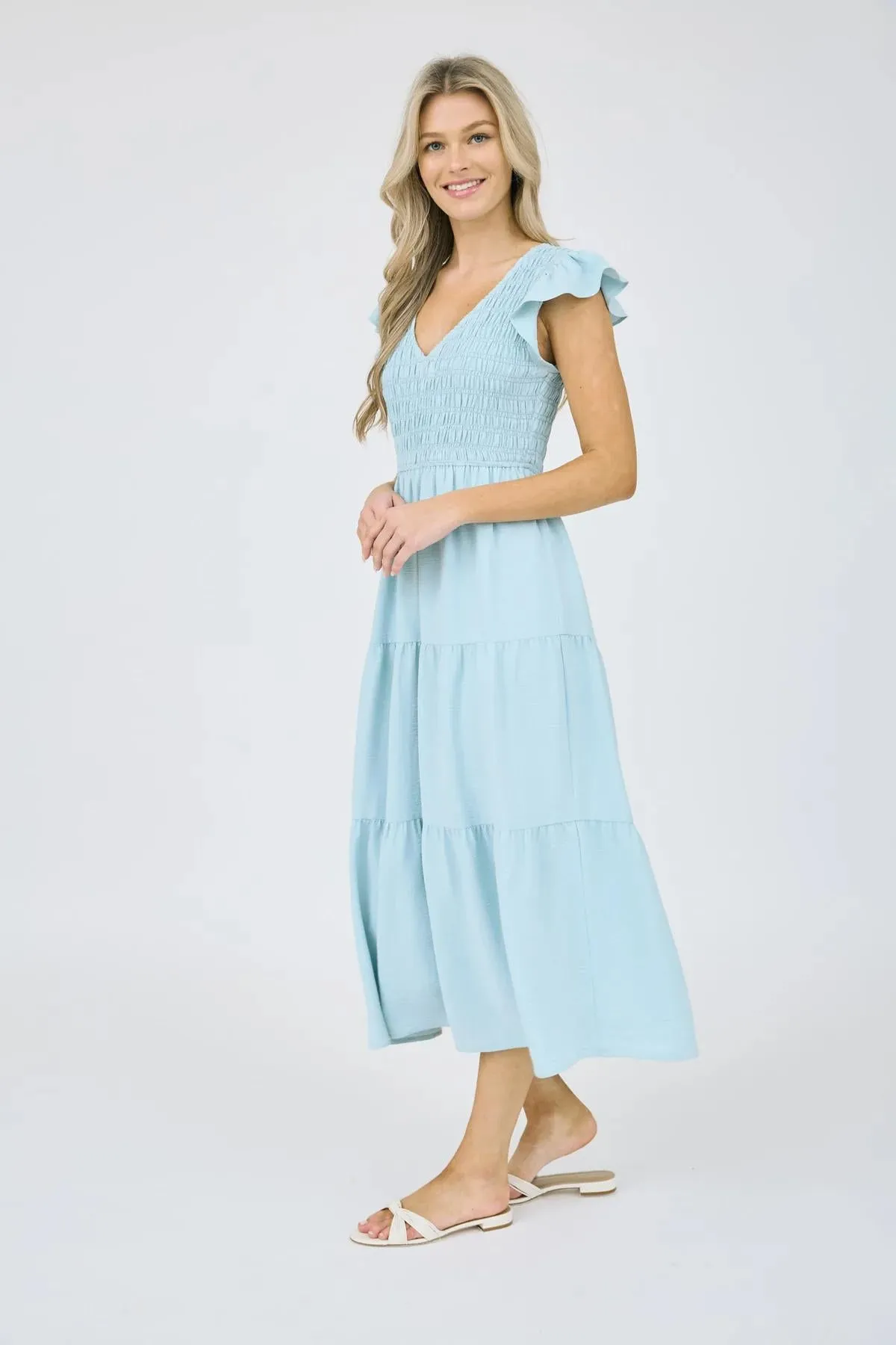 MINT FLUTTER SLEEVE MAXI DRESS