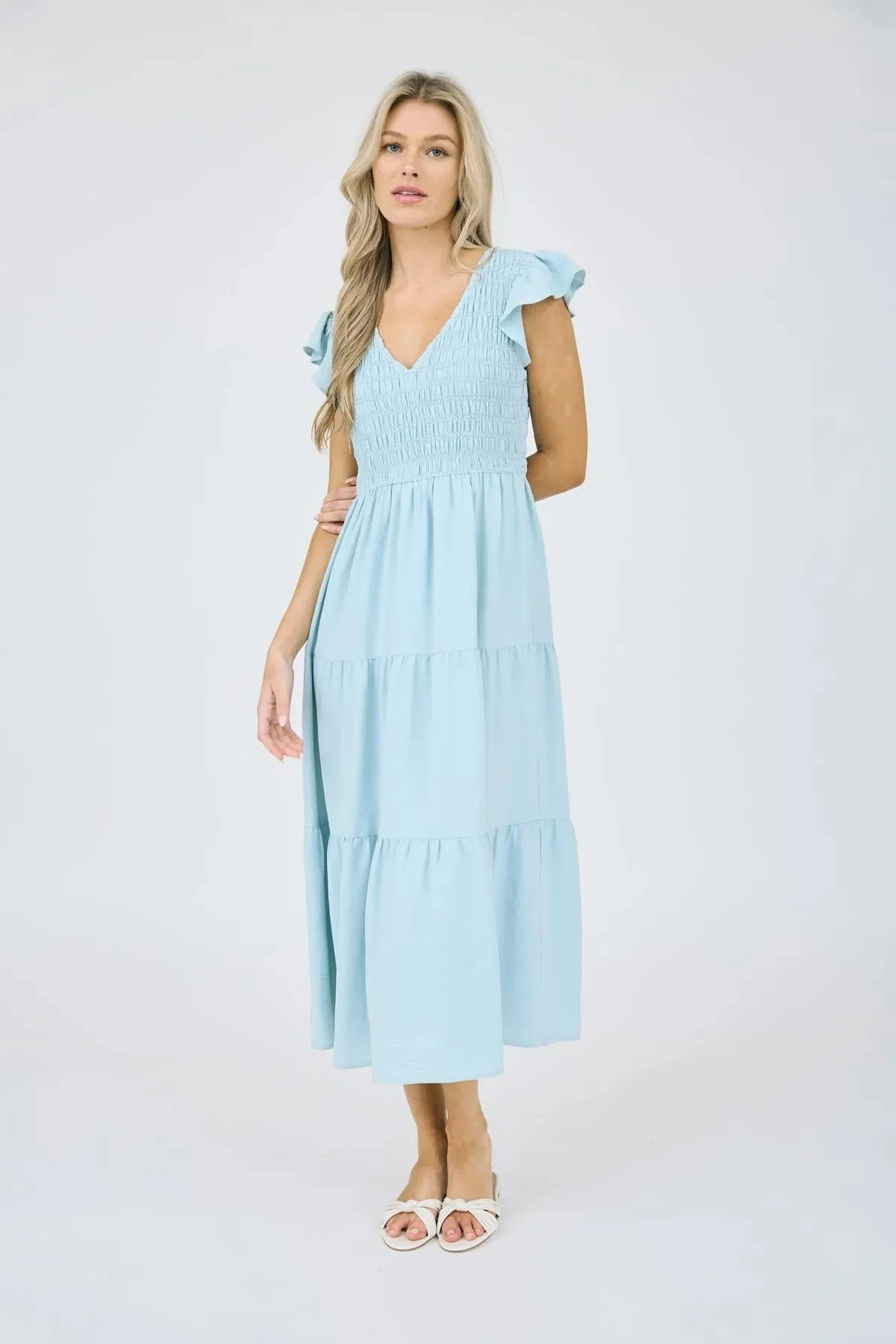 MINT FLUTTER SLEEVE MAXI DRESS
