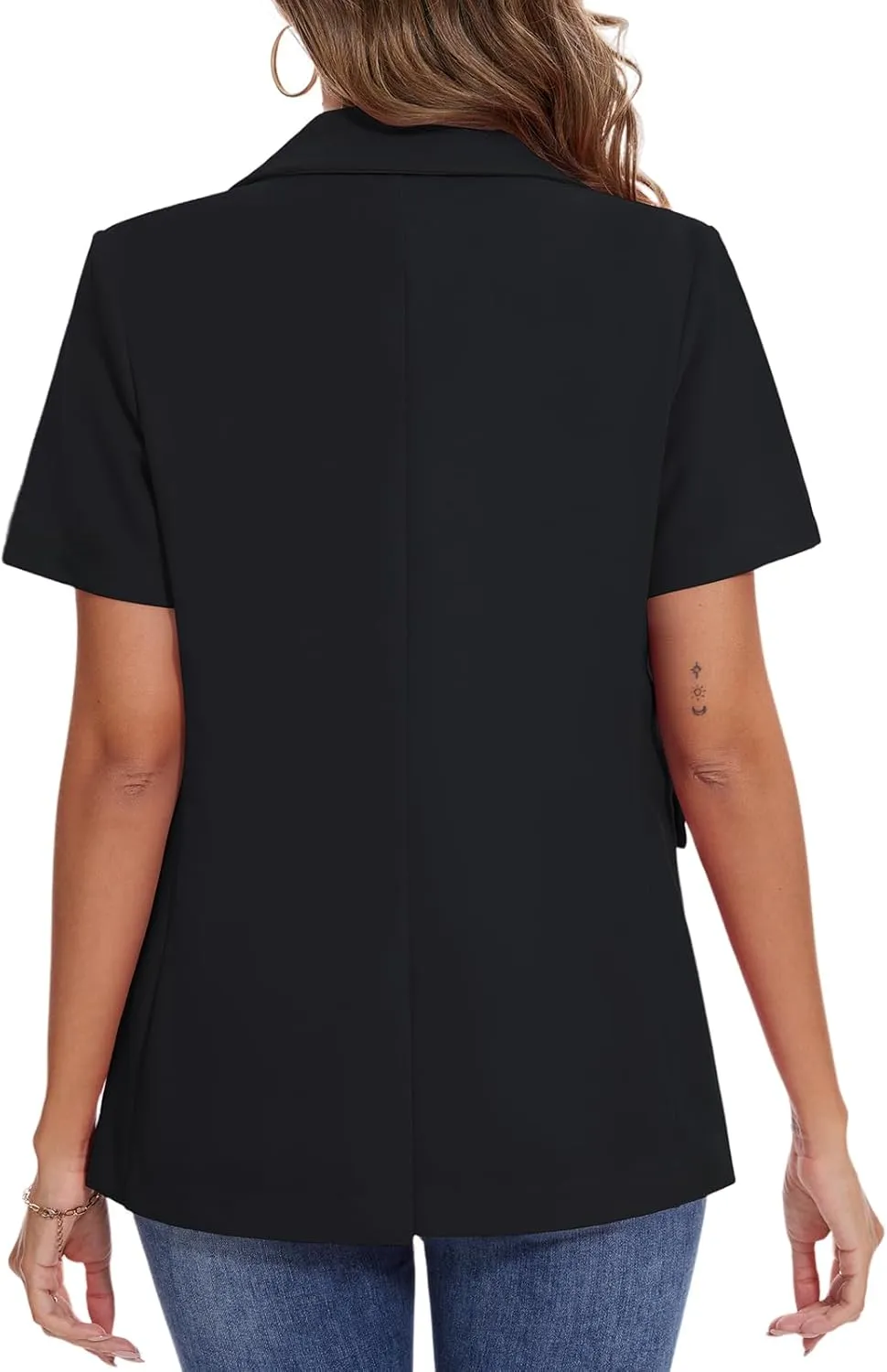 MINTLIMIT Women Short Sleeve Blazer Lightweight Button Front Business Jacket Notched Lapel Work Office Blazers with Pockets