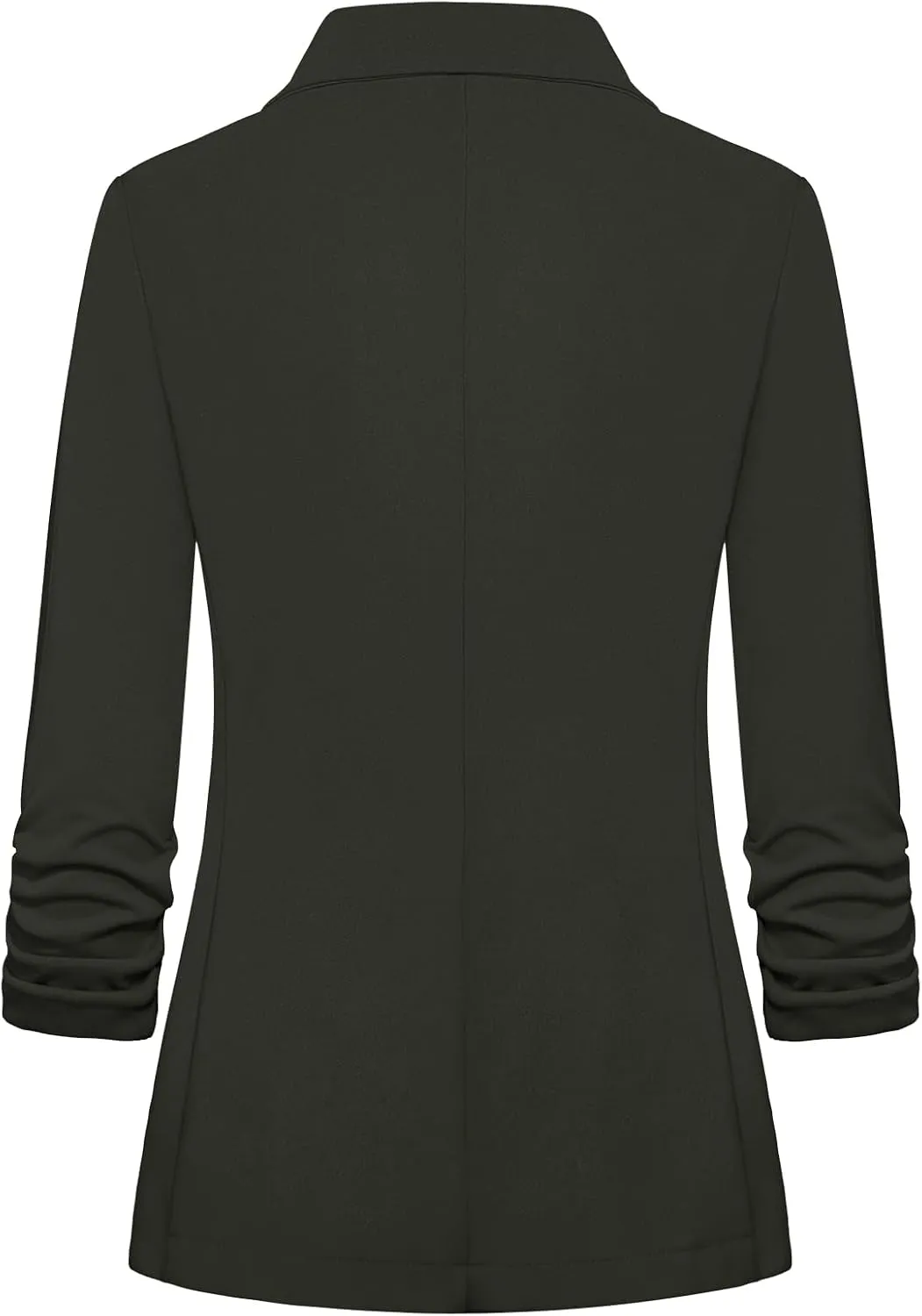 MINTLIMIT Womens Blazer 3/4 Ruched Sleeve Notch Lapel Business Work Blazers One Button Open Front Casual Jackets with Pockets