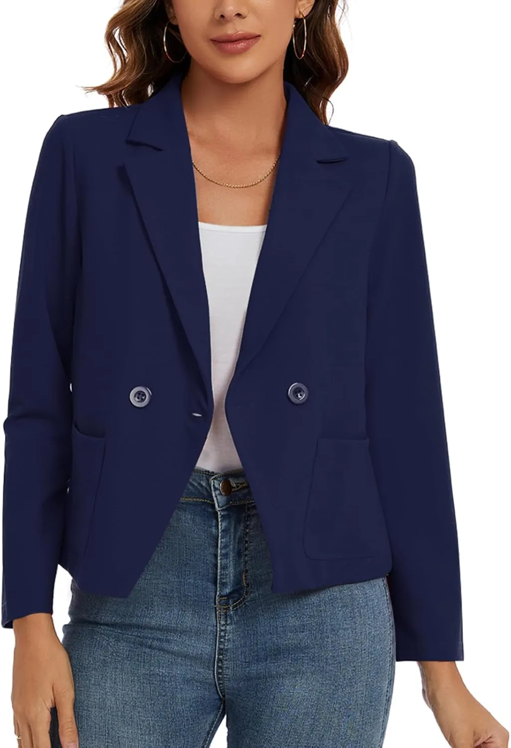 MINTLIMIT Women's Long Sleeve Blazers Button Front Notch Lapel Jacket Work Office Blazer with Pockets