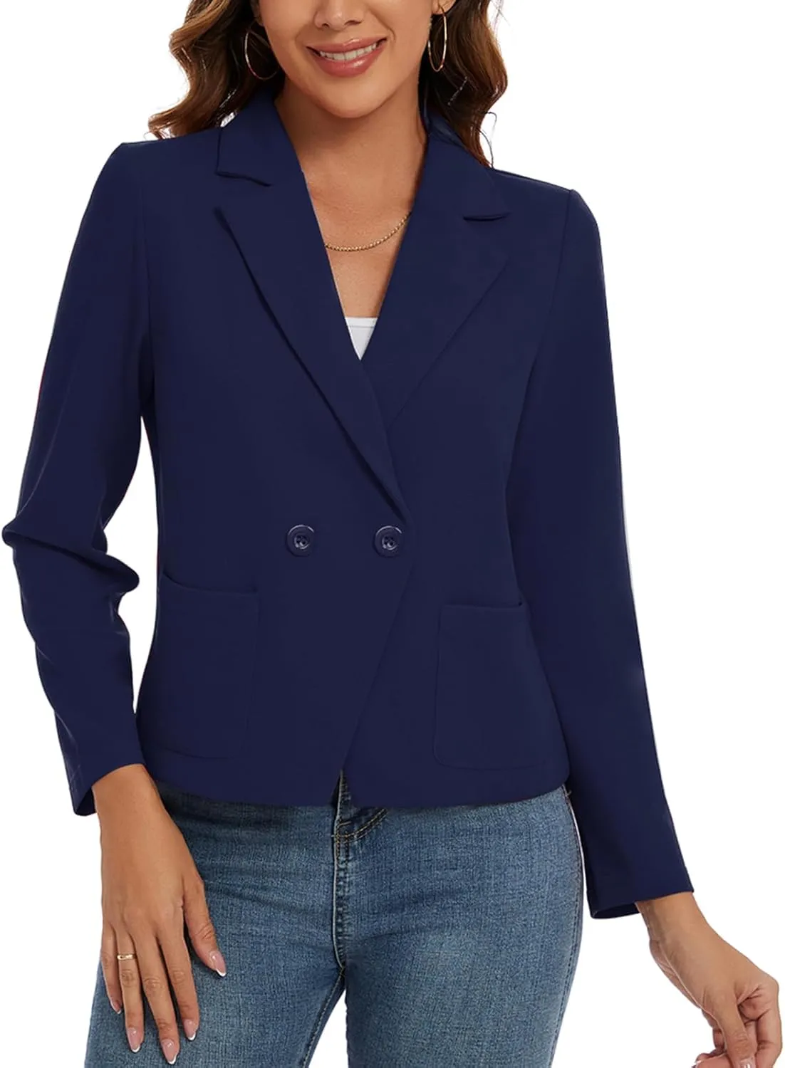 MINTLIMIT Women's Long Sleeve Blazers Button Front Notch Lapel Jacket Work Office Blazer with Pockets