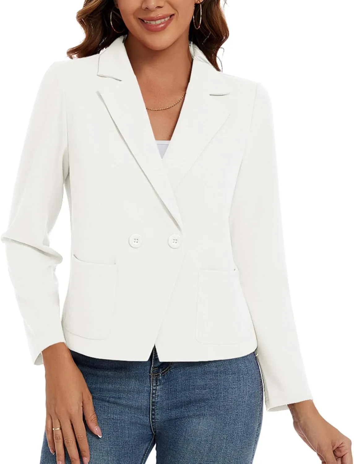 MINTLIMIT Women's Long Sleeve Blazers Button Front Notch Lapel Jacket Work Office Blazer with Pockets