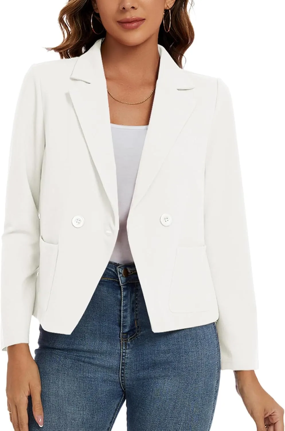MINTLIMIT Women's Long Sleeve Blazers Button Front Notch Lapel Jacket Work Office Blazer with Pockets
