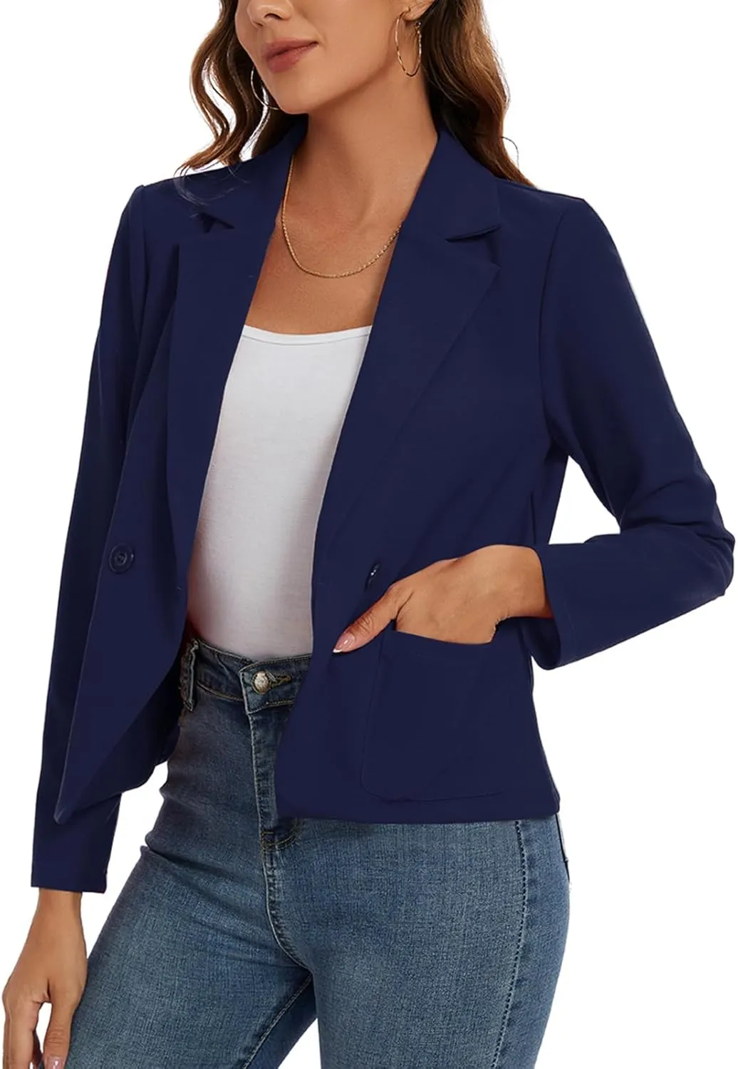 MINTLIMIT Women's Long Sleeve Blazers Button Front Notch Lapel Jacket Work Office Blazer with Pockets
