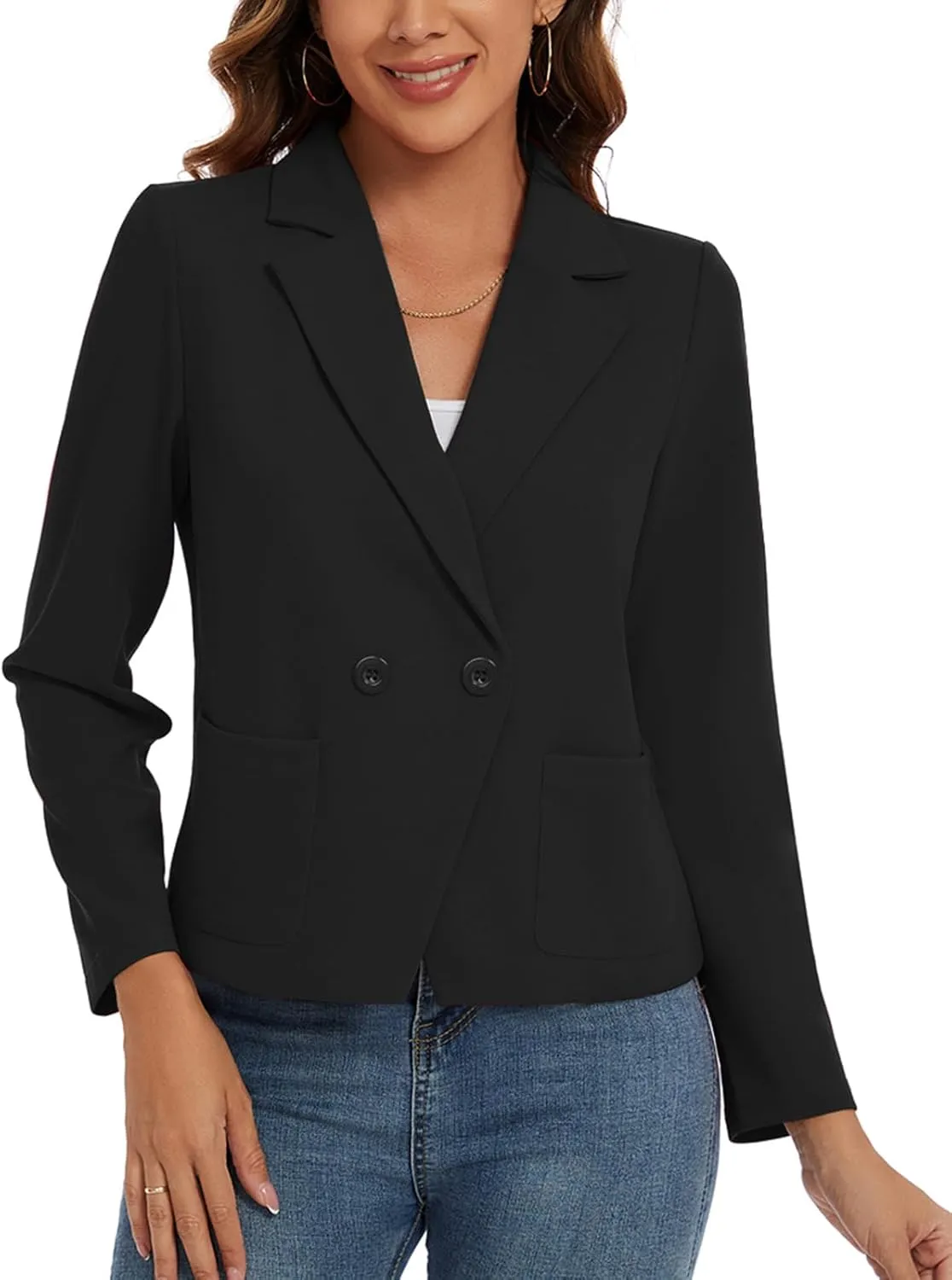 MINTLIMIT Women's Long Sleeve Blazers Button Front Notch Lapel Jacket Work Office Blazer with Pockets